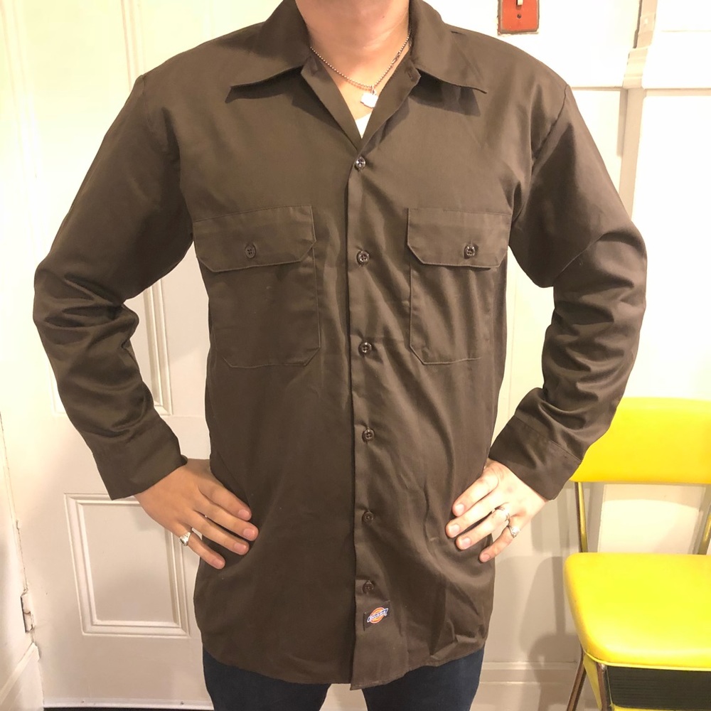 Dickies Brown Longsleeve Button Down Shirt M